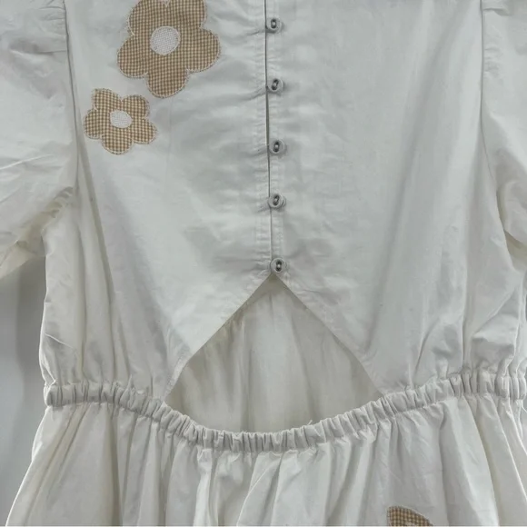 Madewell NWT Annamarie Floral V Neck Cutout Mini Dress in Bright Ivory size 0 - Picture 6 of 11